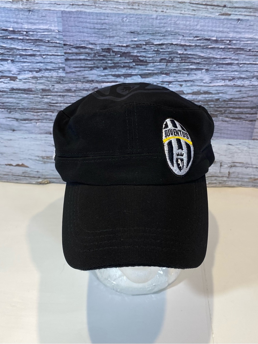 Juventus FC Military Cadet Cap Black Soccer Hat Classic Crest Oval Logo OS